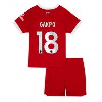 Fotballdrakt Barn Liverpool Cody Gakpo #18 Hjemmedraktsett 2023-24 Kortermet (+ Korte bukser)